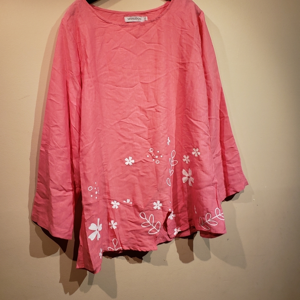 Misslook Womens  2XL Pink Long Sleeve Blouse - Picture 2 of 8